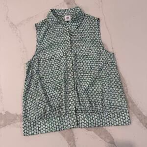 Cabi Sleeveless Button Up Collared Blouse Women's Small Sea Glass Shimmer Green